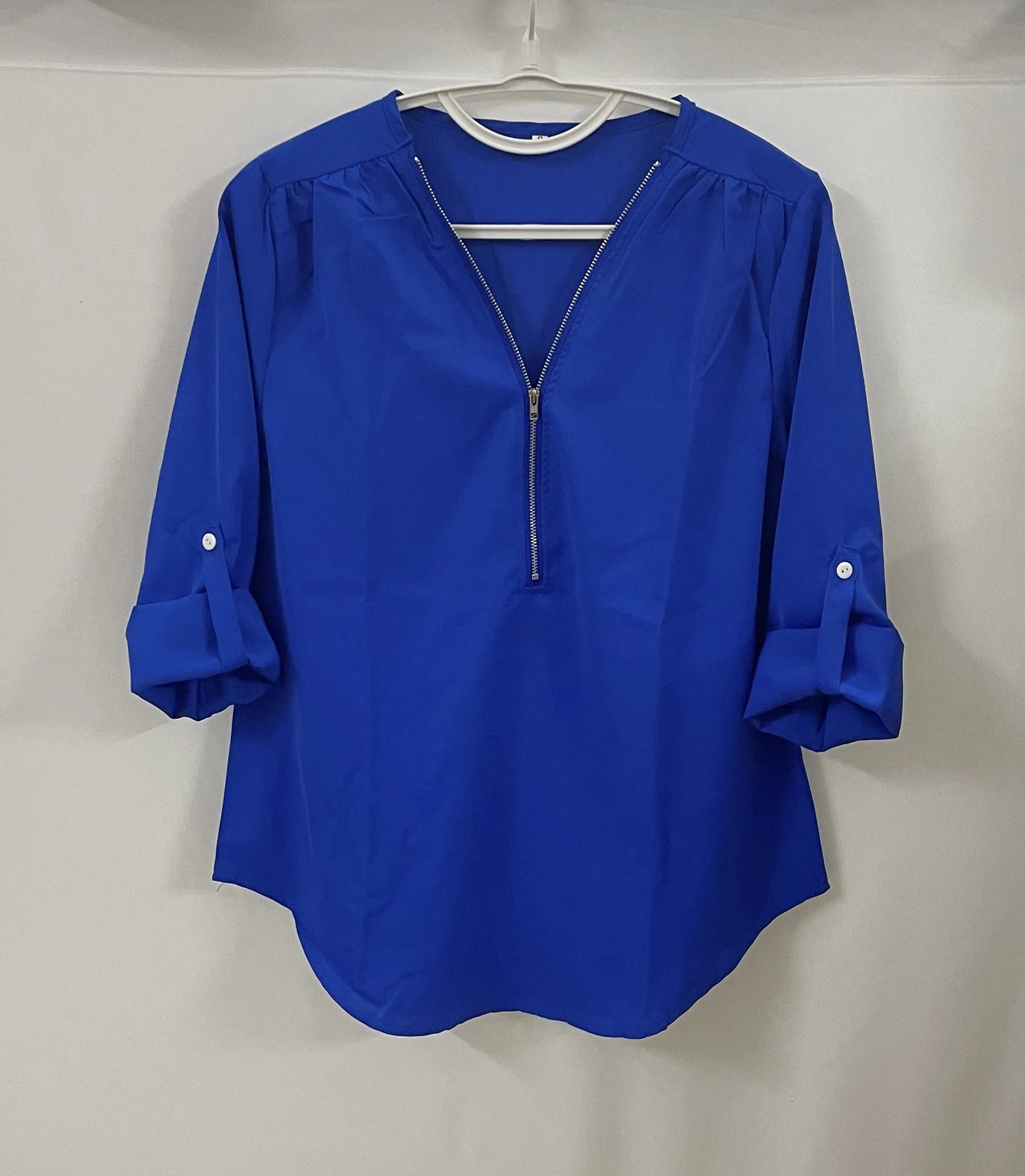 2024 Quality HotSale Plus Size Deep V Neck Women Blouse Chiffon Cool Loose Shirt Fashion Casual Ladies Tops Sexy Zipper Pullover.