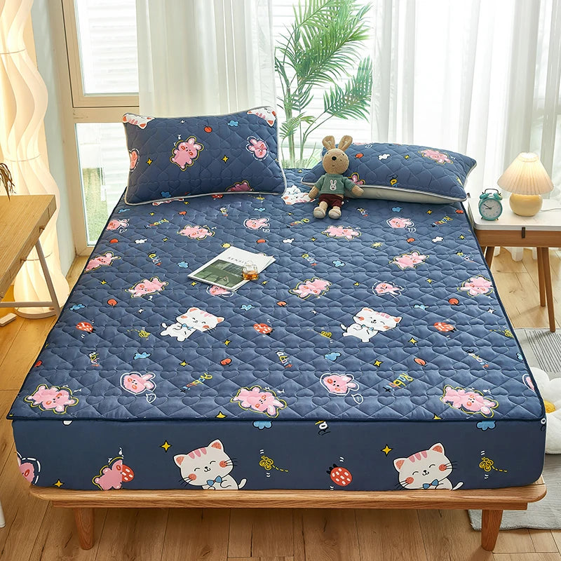 Printed Bedspread Bed 90/120/150/180cm Cover Thicken Bed Linen Sheets fundas de colchón Non-slip Mattress Covers (No Pillowcase)