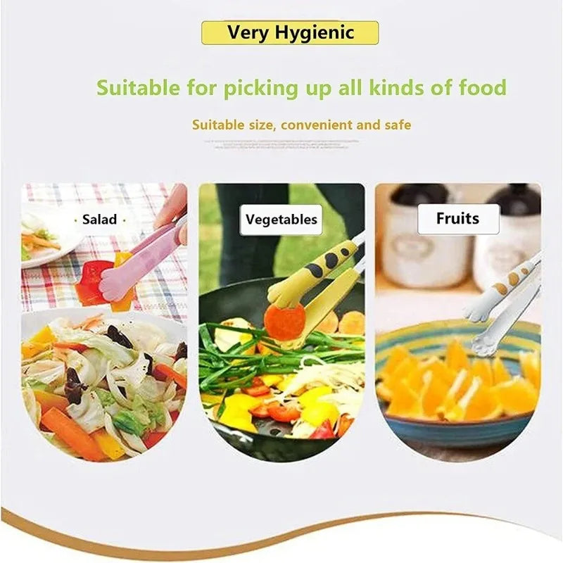 Sandwich grill clip Non dirty hand food baking clip Stainless steel salad bread barbecue clamp Cute cartoon cat paw dinner tongs.