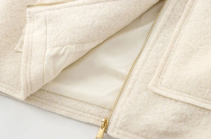 TRZA-Kurzjacke mit Taschen für Damen, Langarmmantel, Reißverschluss vorne, Damenoberbekleidung, schicke Oberteile, Mode.