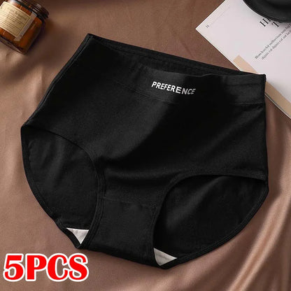 FallSweet 5Pcs Women Plus Size Cotton Panties Seamless Panties Comfort Breathable Underwear Girls Mid-Waist Briefs Sexy Lingerie.