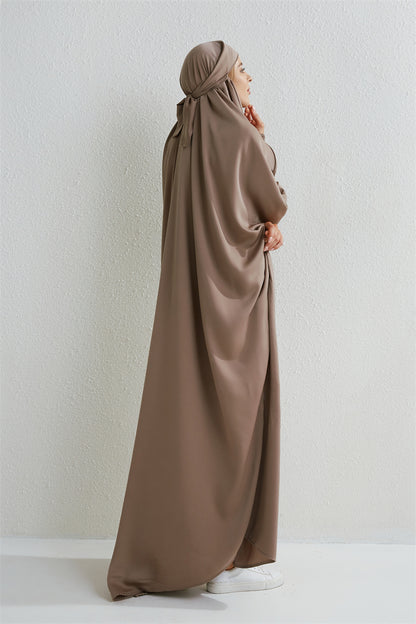 Muslimische Abaya mit Kapuze, Smockärmel, einteiliges Gebetskleid, Damen, Jilbab, islamische Kleidung, Dubai, Saudi-Arabien, schwarze Robe, türkische Bescheidenheit