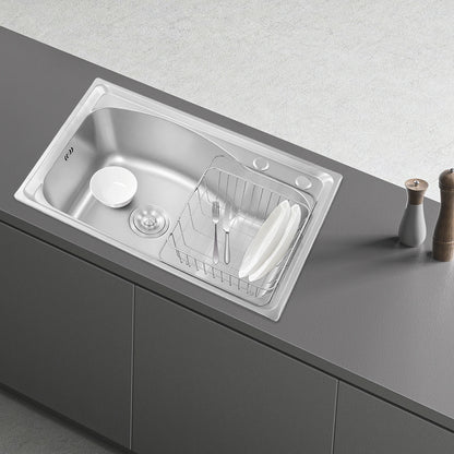 Stainless Steel Kitchen Sink Set, Single Bowl 25.6" Undermount/Overmount Sink with Draining Basket & Accessories