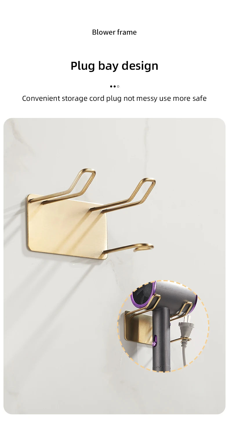 304 Edelstahl Haartrockner Rack hochwertige Bad Haartrockner Halter Wand selbst klebend ohne Stanzen wb8451