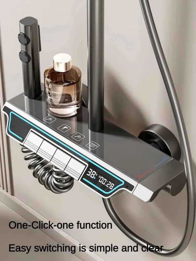 Bathroom Shower System LED Light Shower System Digital Display Shower Faucet included bathroom accessories