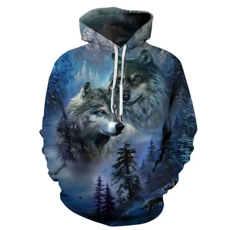 3D Print Autumn/Winter Men Hoodies Casual Oversized Animal Wolf Graphics  Pullover Trend Hoodie Harajuku Sweatshirt Men Clothing.