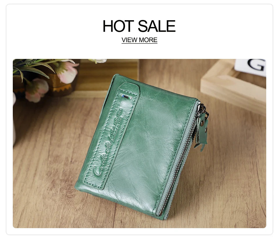 CONTACT'S Genuine Leather Short Wallets for Women Luxury Designer Coin Purse Female Money Clip Card Holder Customize Men Wallets