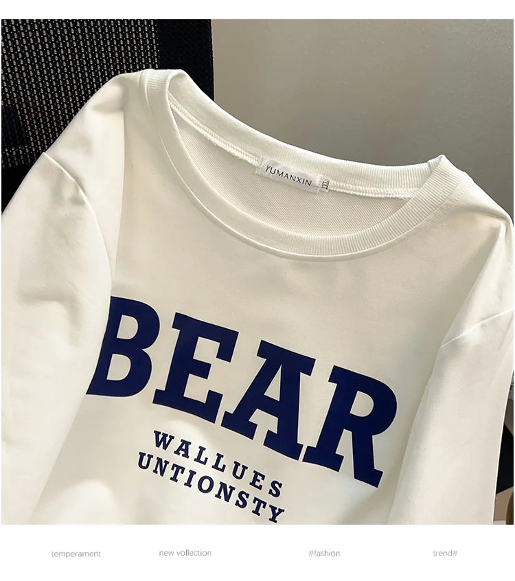 175kg plus size Damen büste Frühling Herbst loses Sweatshirt bedrucktes Buchstaben oberteil schwarz weiß 6xl 7xl 8xl 9xl 10xl 11xl.