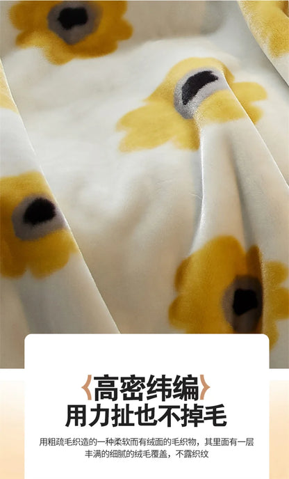 Double Sided Printed Autumn Winter Blankets for Bed Soft Warm Encrypted Flocking Raschel Blanket Skin Friendly Weighted Blanket.