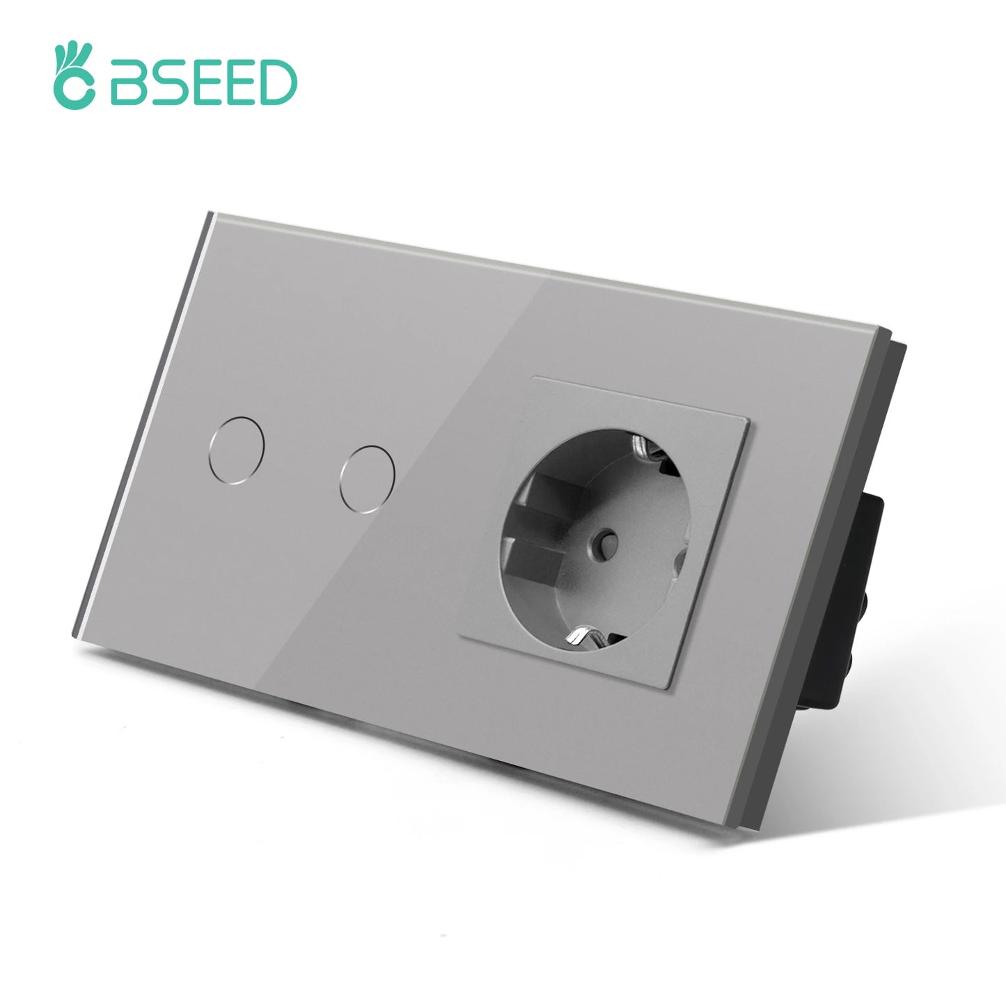 Bseed EU-Standard 1/2/3 Gang Licht-Touch-Schalter Home Wandschalter Graues Glas Sensorschalter Typ-C USB-Stromladebuchsen