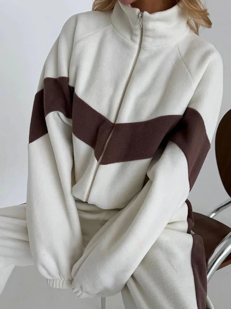 Women's Ready Zip Front Set Street Style Lightweight Hoodie & Pants Two Piece Sports Casual Fashion Loose Outdoor Outfit