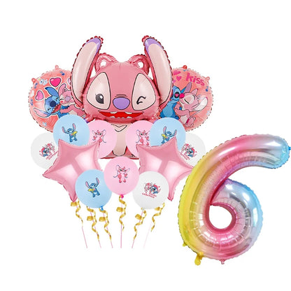 Disney Rosa Stich Geburtstag Party Dekorationen Mädchen Einweg Geschirr Ballon Kuchen Topper Tischdecken Liefert Baby Dusche
