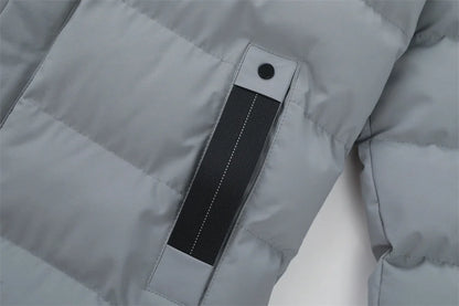 New Winter Men's Mid-Length Cotton-Lined Coat Business-Casual Windproof Warmth Fashionable Hooded Jacket Stylish Menswear.