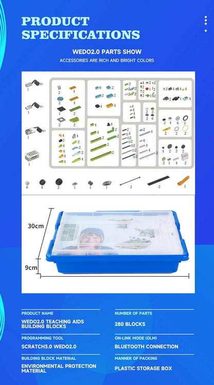 NEW 280PCS Parts WeDo 2.0 Robotics Construction Core Set Building Blocks Compatible with 45300 Scratch 3.0 Educational DIY Toys.