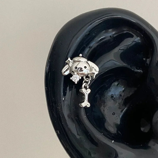 1 Pcs Sliver Dog Bone Claw 316L Stainless Steel Ear Bone Nail Korean Style Fashion Cartilage Earrings For Women Jewelry.