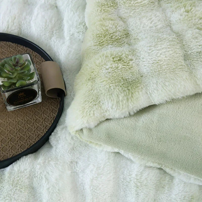 2024 New Colorful Rabbit Plush Bubble Winter Quilt Thickened Rabbit Plush Winter Double-sided Plush Skin-friendly and Warm.