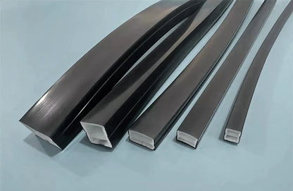 1-5m Black Silicone Tube LED Neon Light DC12V Flexible Recessed Diffuser Channel Waterproof Wall Ceiling Ribbon Rope Strip Light.