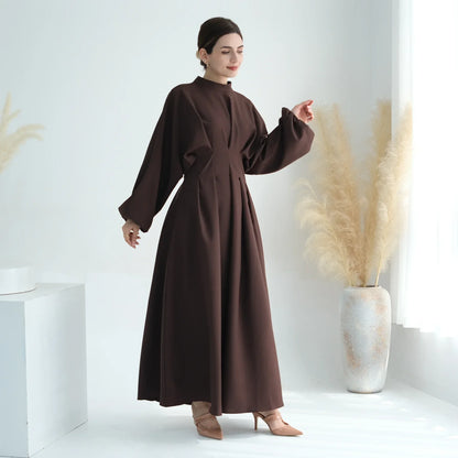 Elegant Muslim Dress Ramadan Pleated Abaya for Women Slim Waist Long Dress Islamic Clothing Muslim Eid Party Dresses Hijab Robe