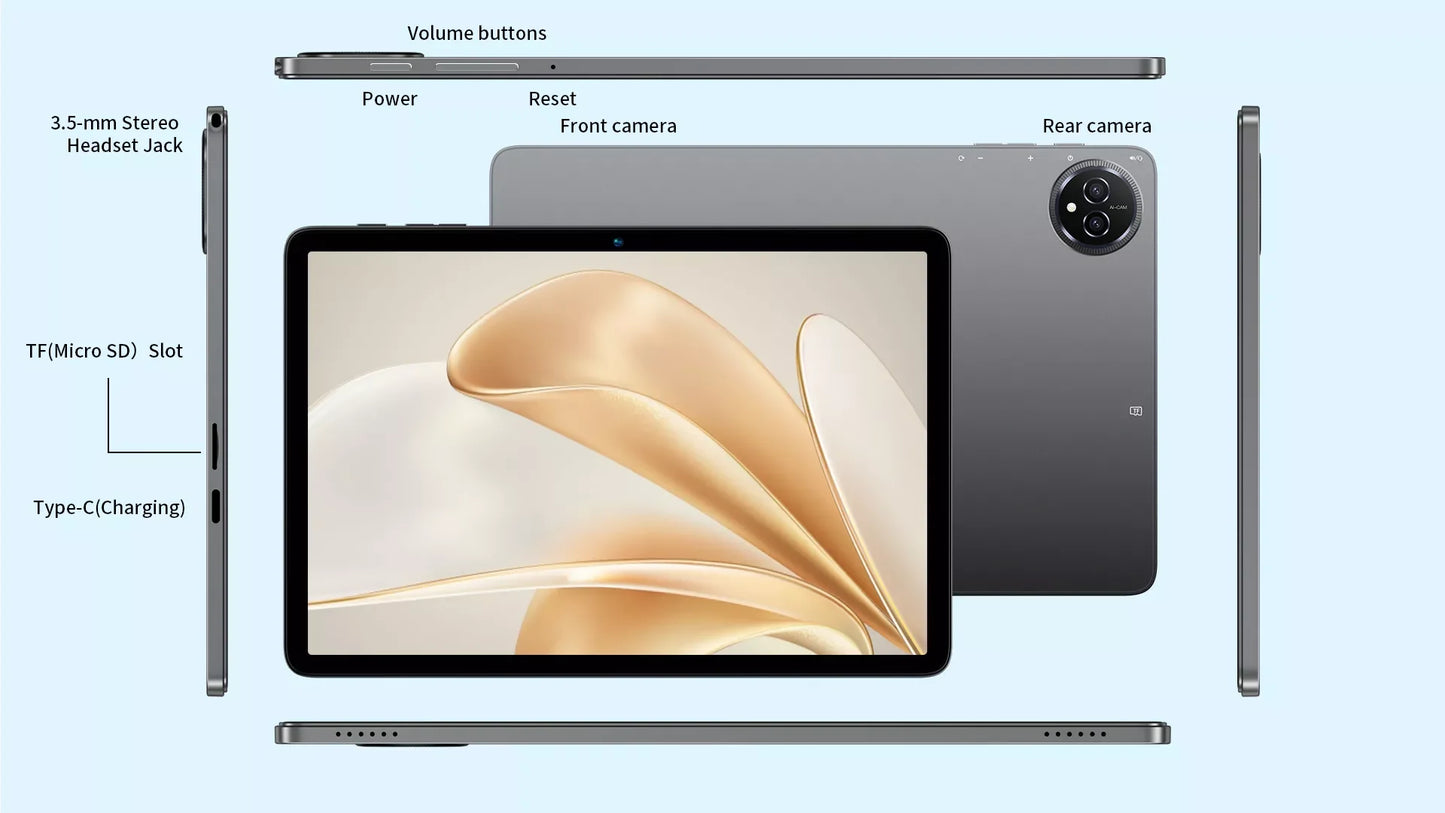 BMAX I10 Plus Android 15 10.1" HD Screen 4GB+8GB Expansion 128GB Storage UNISOC T606 ARM Mail G57  Dual Band Wi-Fi Tablet