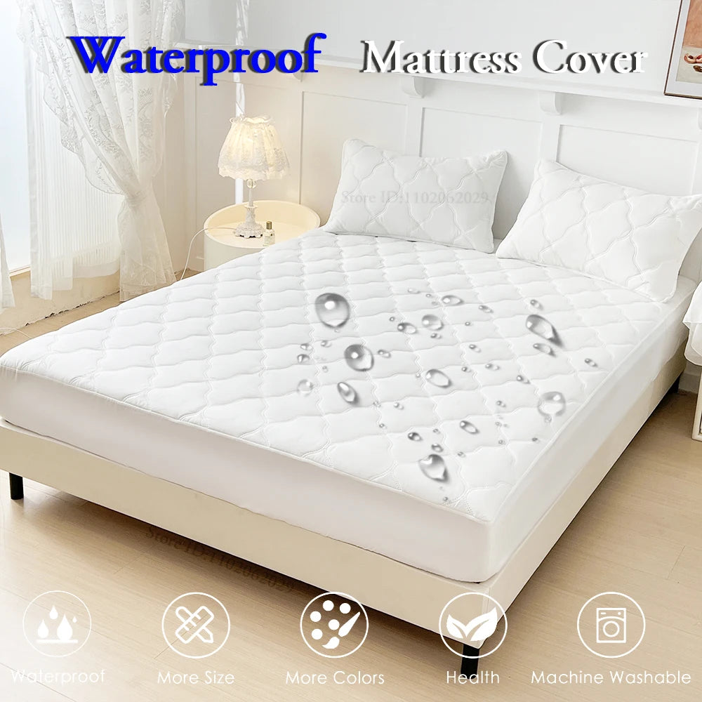 Microfiber Waterproof Fitted Bed Sheets with Elastic Bands Bedspread Covers Mattress Pads for Single Double/King/Queen Size Beds.