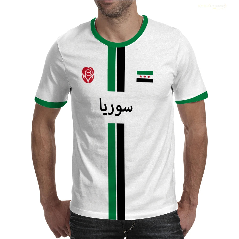 Syria Football T-Shirt Summer Sports Breathable Quick-drying Men's Tops Syrian Flag Map Print Short Sleeve Jersey Kid's Clothes.