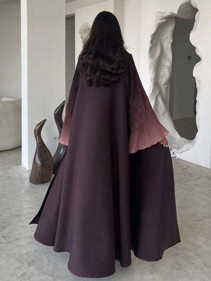 Open Front Abaya Muslim Flare Sleeve Casual Arabian Abayas Middle-East Elegant Turkey Kaftans Women Jilbabs Islamic Maxi Dresses.