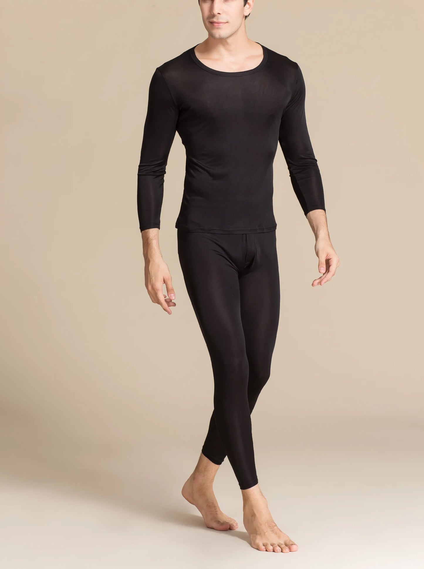 Lange Unterwäsche aus Seide für Herren, lange Unterhosen aus Maulbeerseide, Ober- und Unterteil, Thermounterwäsche-Set/Grundlagen