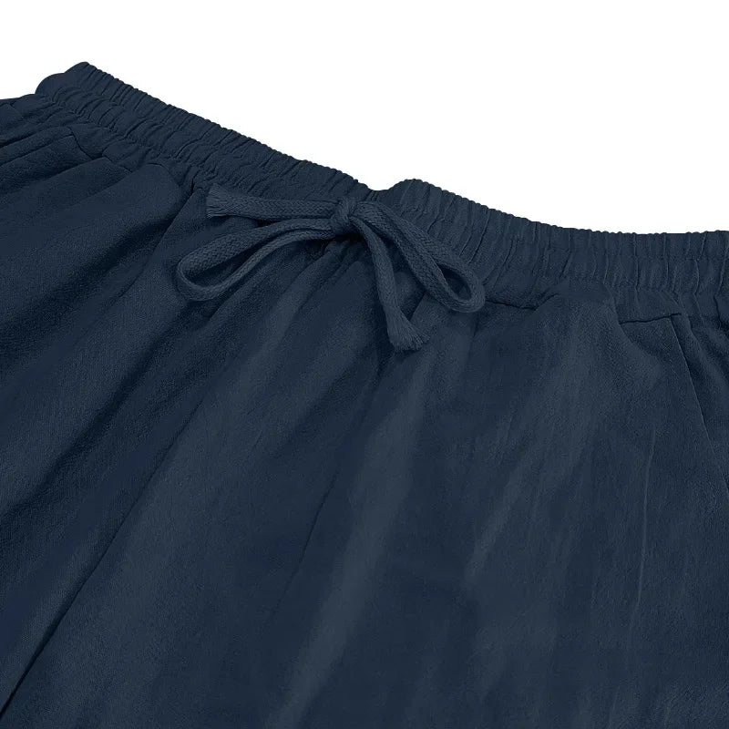 Frühling Sommer Dünne männer Casual Leinen Hosen Strand Stil Kordelzug Gerade Bein Lange Hosen Hochwertige Bequeme Passform.