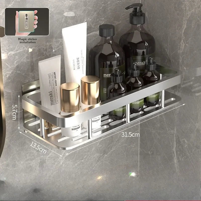 Badezimmerregale, schwarz, rostfrei, Wandmontage, nicht stanzbar, Aufbewahrungsregal, WC, Bad, Waschbecken, Wand-Badezimmerregale