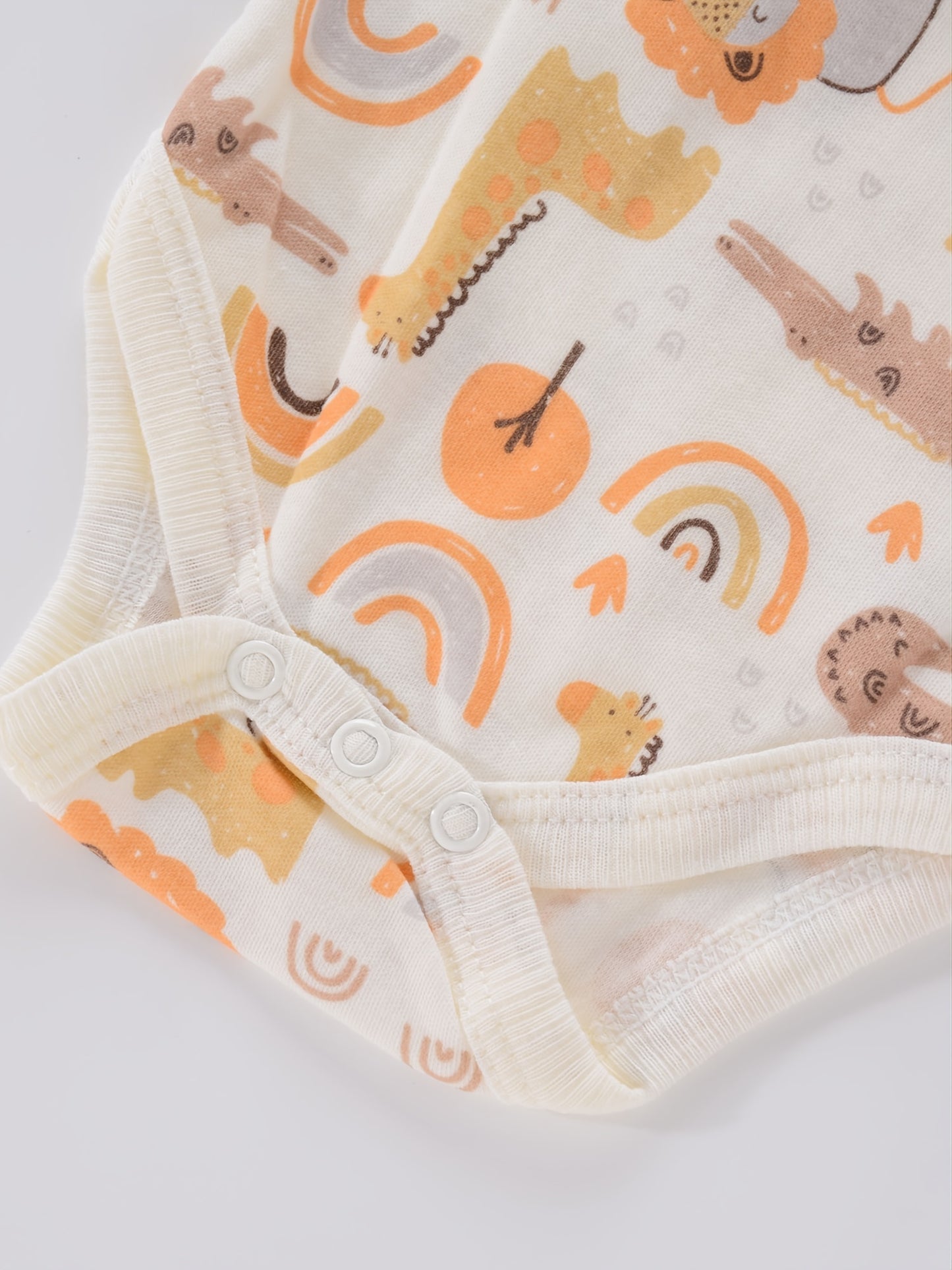 4PCS Neugeborenen Strampler Kurzarm Rundhals Cartoon Tier Blumen Drucken Body Onesies Für Baby Jungen Und Mädchen Kleidung