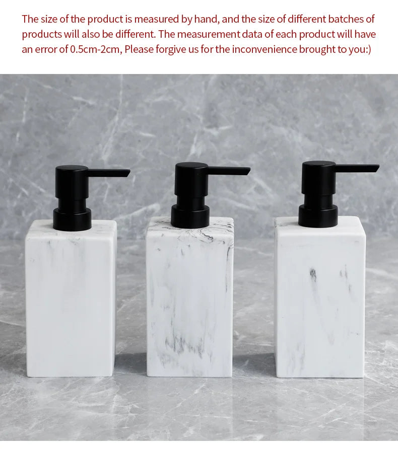 Bathroom Accessories Complete Marble Pattern Lotion Soap Dispenser,Toothbrush Holder,Tumbler,Tray Resin material Black white.