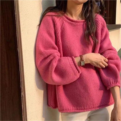 Herbst Winter Neue Mode Rundhals Langarm Solide Pullover frauen Kleidung Koreanische Alle-spiel Süße Einfachheit Stricken Tops.