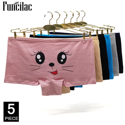 Panties cotton boxer women underwear Safety female panty print lingerie ladies girls intimate woman 5 Pcs/Lot