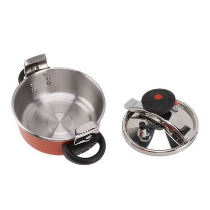 2L 2 Liter Stainless Steel Double Bottom Mini Pressure Cooker Canner For Gas Stoves Induction Stove Kitchenware Kitchen Supplies.