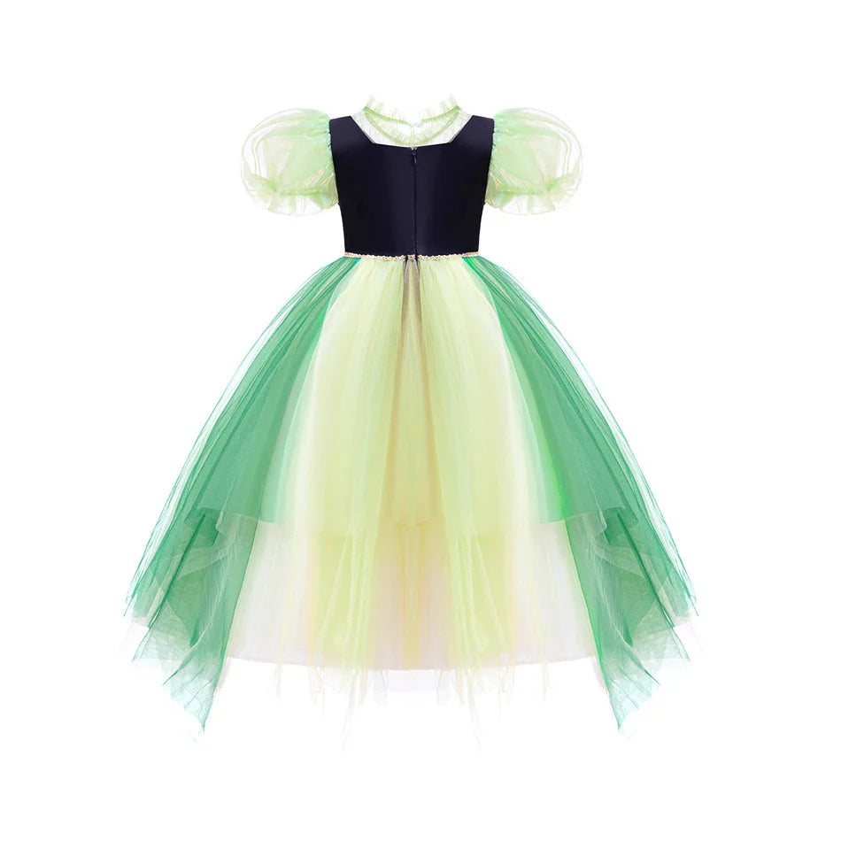 Anna Grünes Kleid Mädchen Spitze Tüll Elegantes Kleid Kinder Bühnenshow Prinzessin Kostüm Kinder Purim Cosplay Kleidung.