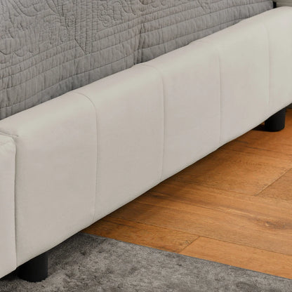 Modernes Einzelbett 90*200 cm, hautfreundliches Samtdesign, Babybett mit hoher Rückenlehne, Beige und Dunkelgrau (ohne Matratze)