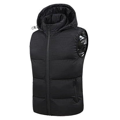 New Men Autumn Thicken Sleeveless Vests Jacket Coat Mens Winter Warm Detachable Hat Outwear Waistcoat Hooded Vest Jacket Male.
