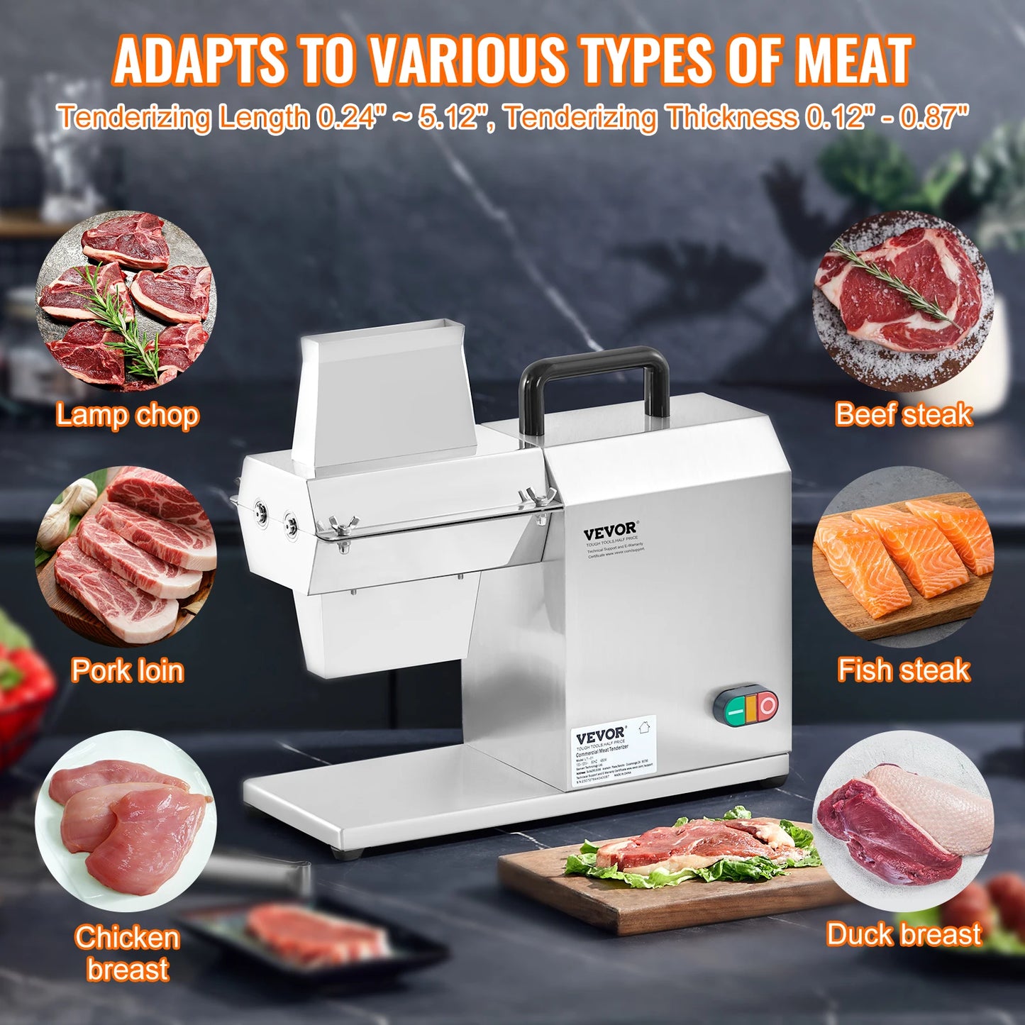 SucceBuy 17inch 54 Blades Commercial Meat Tenderizer 450W Electric Meat Tenderizer Machine for Pork Chicken Fish.