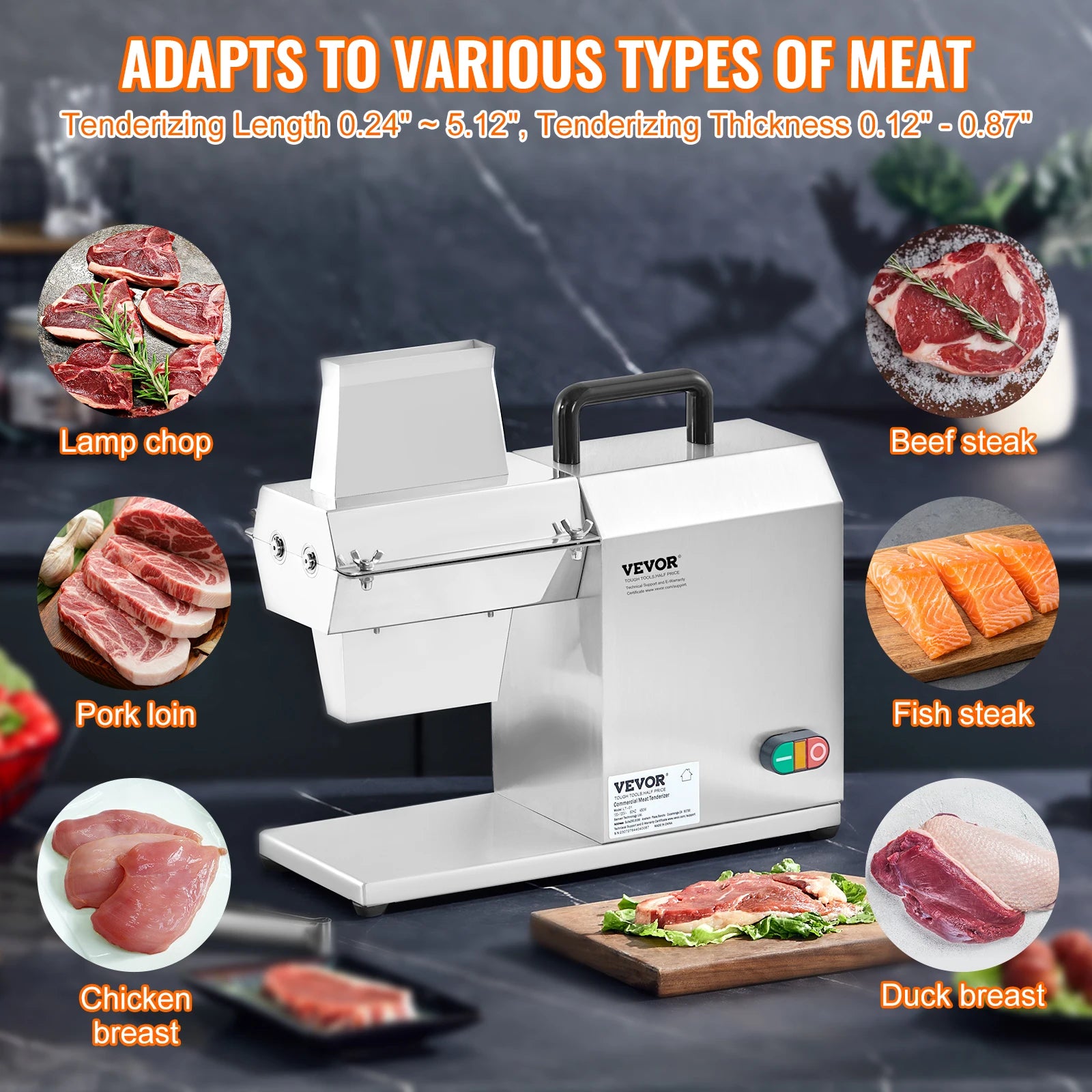 SucceBuy 17inch 54 Blades Commercial Meat Tenderizer 450W Electric Meat Tenderizer Machine for Pork Chicken Fish.