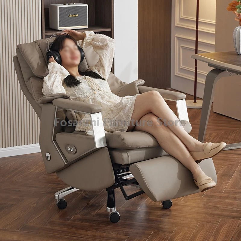 Ergonomischer Büro-Elektrostuhl, verstellbare Rücklehne und Höhe, Leder-Computerstuhl, Gamer Home, bequeme drehbare Schreibtischstühle