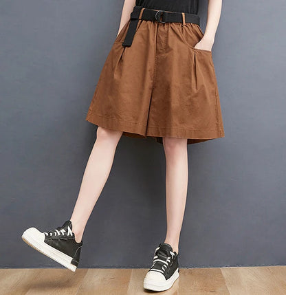 Women's Shorts Half Baggy Mid Length Wide Black Female Short Pants Loose Bermuda Knee Low Price Classic Harajuku Fashion New In.