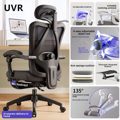 UVR Gaming-Computerstuhl, ergonomisches Design, Sessel, bequemer Mesh-Personenstuhl, Feldverstellbarer Drehstuhl, Bürostuhl