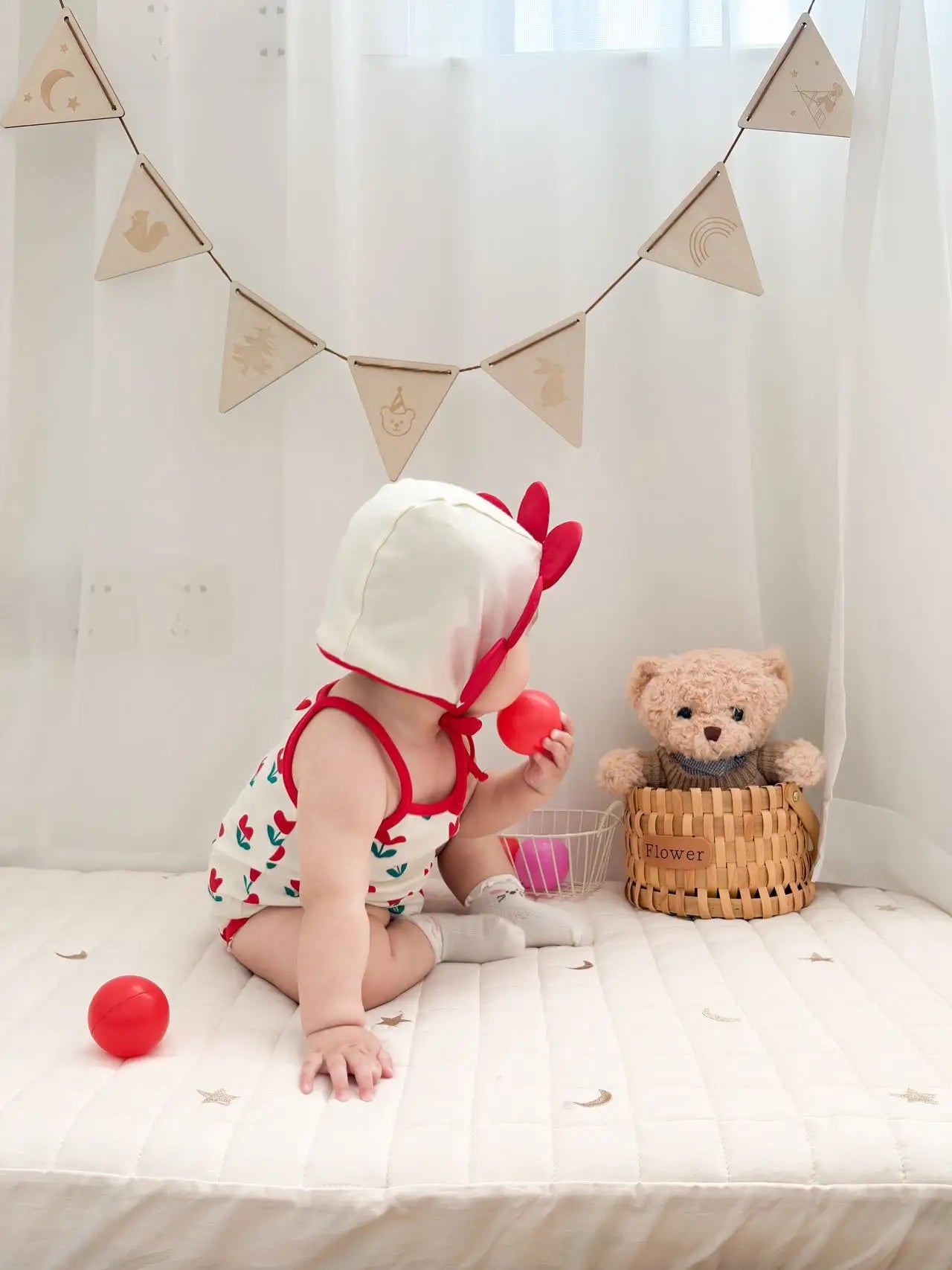 Baby Ein Stück Kleidung 2025, Sommer Koreanische Baby Body Ins Blume Voll Gedruckt Baby Sling Klettern Kleidung Mit Hut.