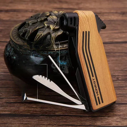 New Multifunctional Special Pipe Machine Oblique Fire Retro Open Fire Lighter Inflatable with Smoke Knife Pressure Stick Scraper.