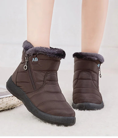 Boots Women's Ankle Boots With Fur Waterproof Snow Botas Mujer Elegant Winter Shoes For Woman Winter Boots Casual Black Footwear.