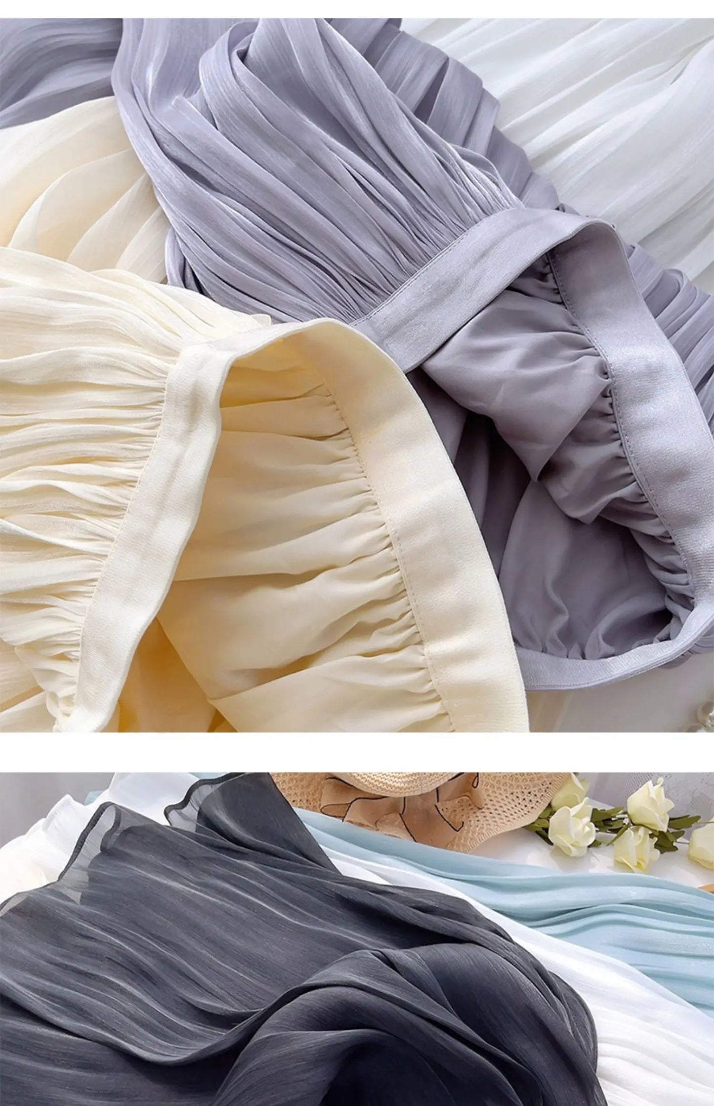 2025 Spring/Summer New Luster  A-line Women Skirt Solid Color High Waist French Paris Style Elegant Asymmetrical Skirt