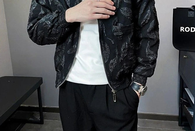 Man Coat Spring Autumn Black Jacket for Men Printed Zip V Clothing Fashion 2024 High Quality Cold Stylish Casual Luxury Designer.