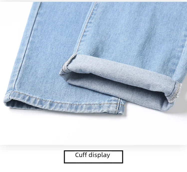 Light Blue American Retro Jeans Men Soft Loose Straight Cylinder High Street Workwear Casual Loose Legs Pants