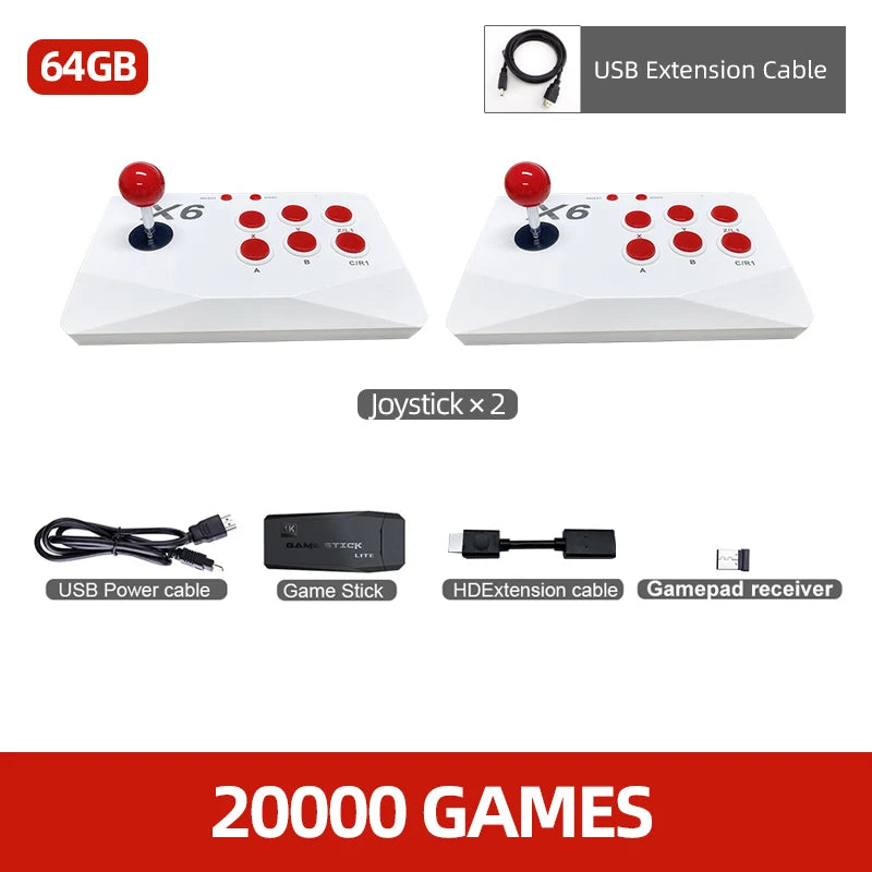 VILCORN M8 Game Stick 4K Arcade Video Game Console for MAME PS1 9 Emulator with Double Arcade Joysitck 41000 Games Retro Machine.