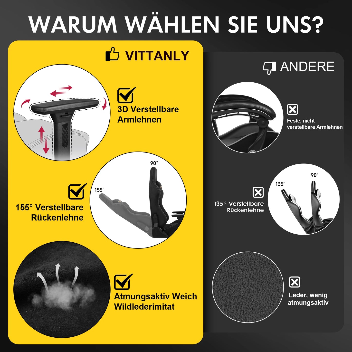 Ergonomischer roter Gaming-Stuhl für Erwachsene, Innen-PC, Computerstuhl, Rennbürostuhl, höhenverstellbarer Drehstuhl aus Wildleder